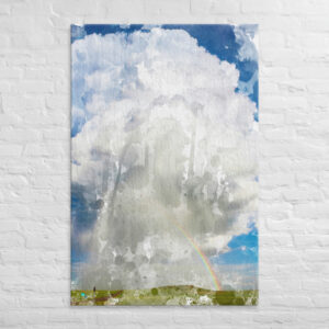 Cloud Rain Shaft Rainbow Watercolor Abstract Art Canvas Print