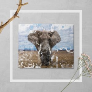 Elephant Africa Abstract Modern Painting Metal Art Print